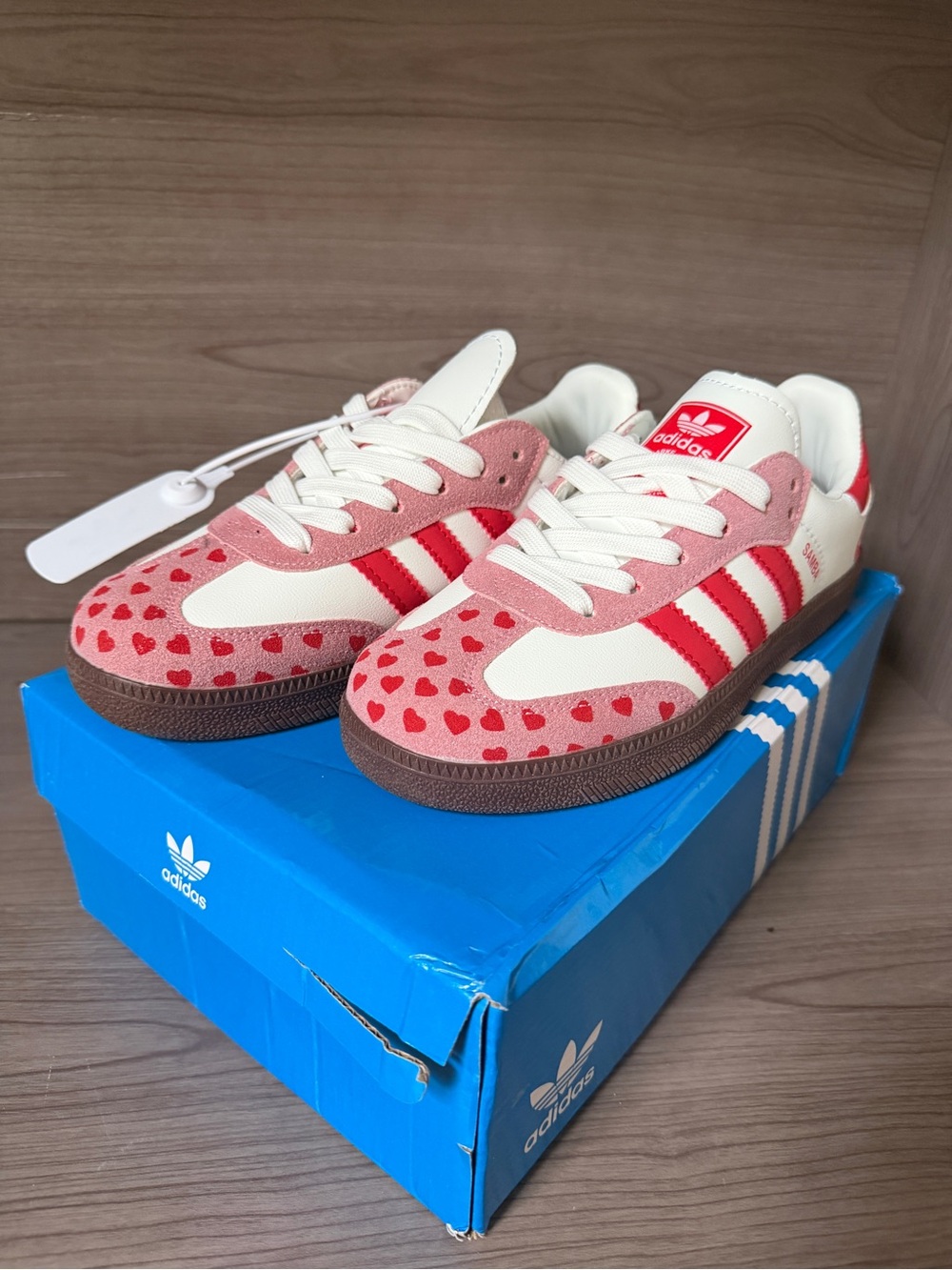 adidas Samba Cream and Red Heart Accent Sneakers - Picture 2 of 5